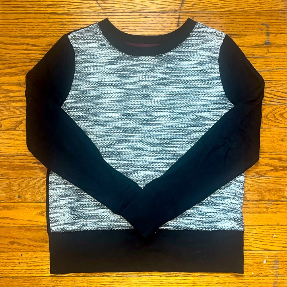 Lou & Grey Marled White & Black Pullover Sweatshirt Large